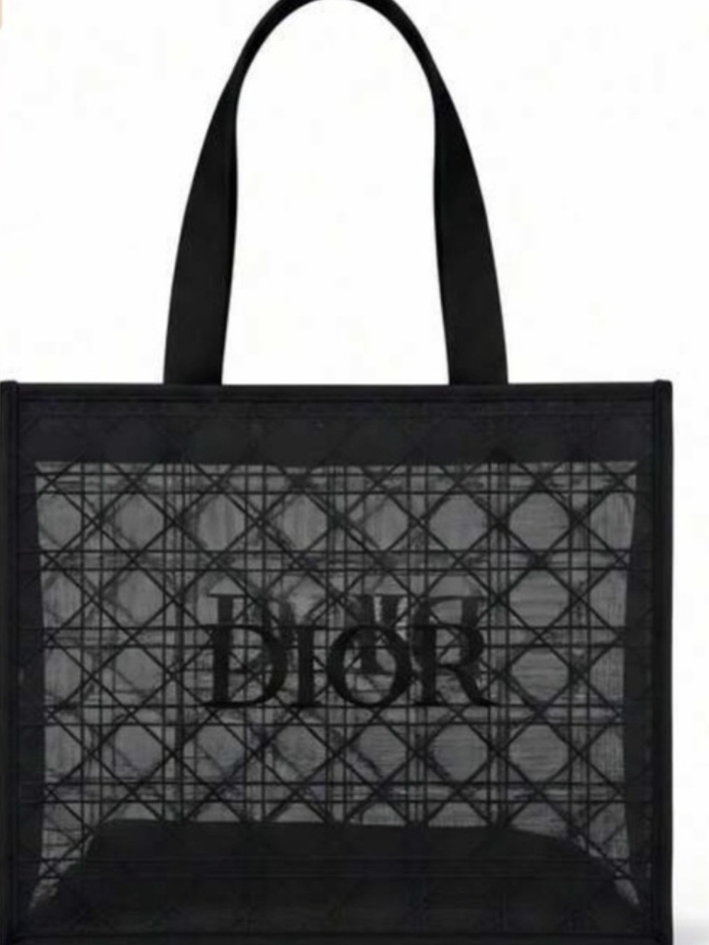 Black Mesh Tote with Signature Logo